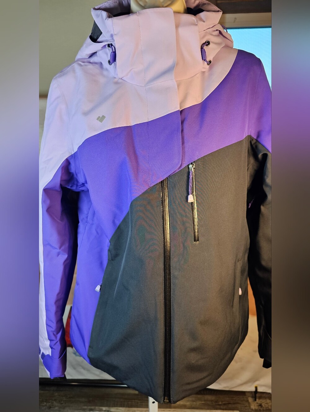 Obermeyer Jette Insulated Ski Jacket Colorblock Purple Black Size 8 NWT